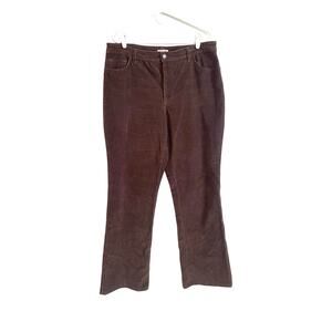 St. John's Bay Brown Corduroy Pants Flare High Waisted Pockets Stretch 16 Tall